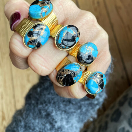 Bague ARIANA turquoise/noire