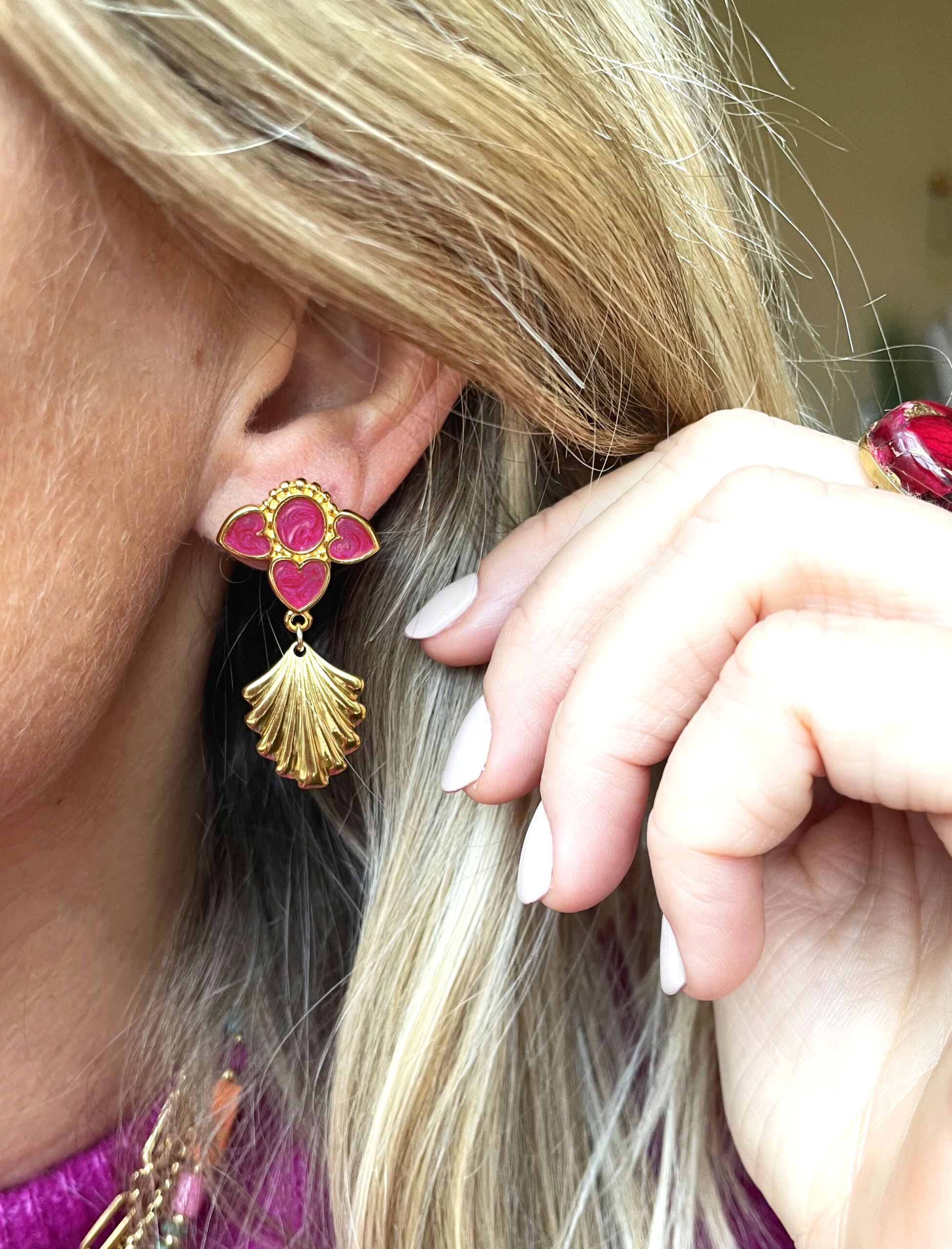 Boucles d'oreille AZELEE rose – Image 2