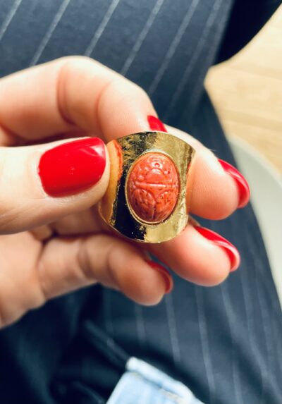 Bague SCARABEE corail