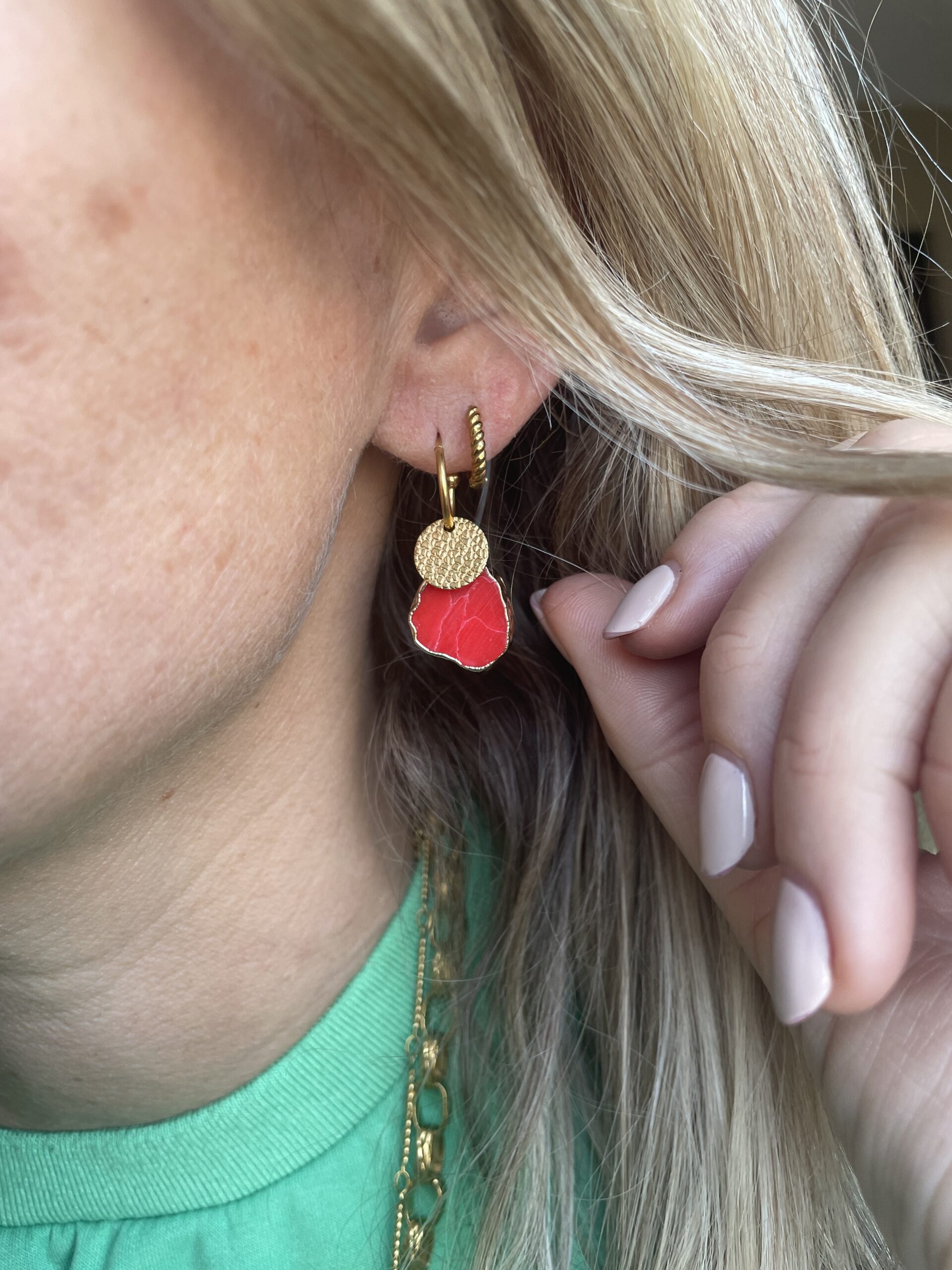 Créoles ADIXIA rouge orangé – Image 2