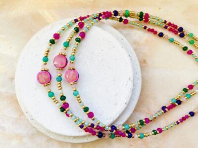 Collier OCTAVIA vert/ rose
