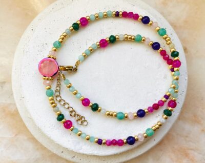 Collier OCTAVIA vert/ rose – Image 2