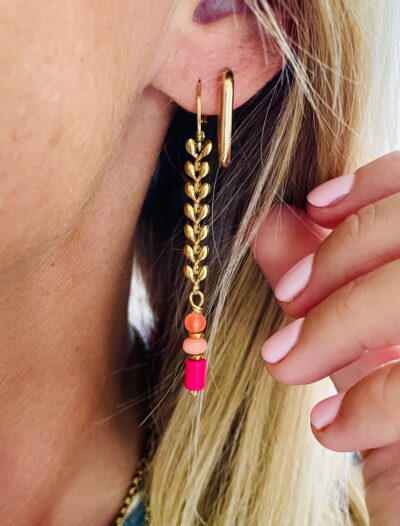 Boucles d’oreille VICTORIA rose/orange – Image 2