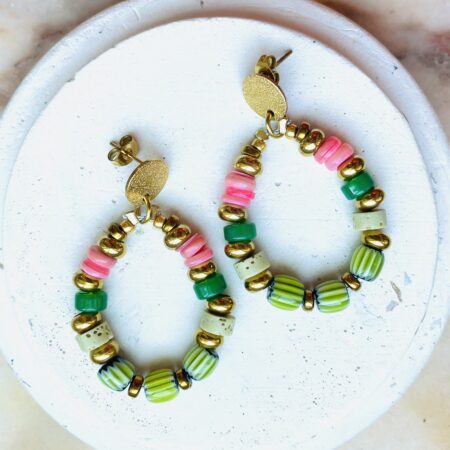 Boucles d’oreille OLGA corail/vert
