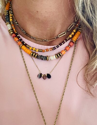 Collier OLGA chocolat/orange – Image 2