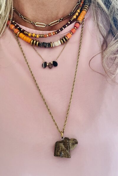 Collier OLGA chocolat/orange – Image 3