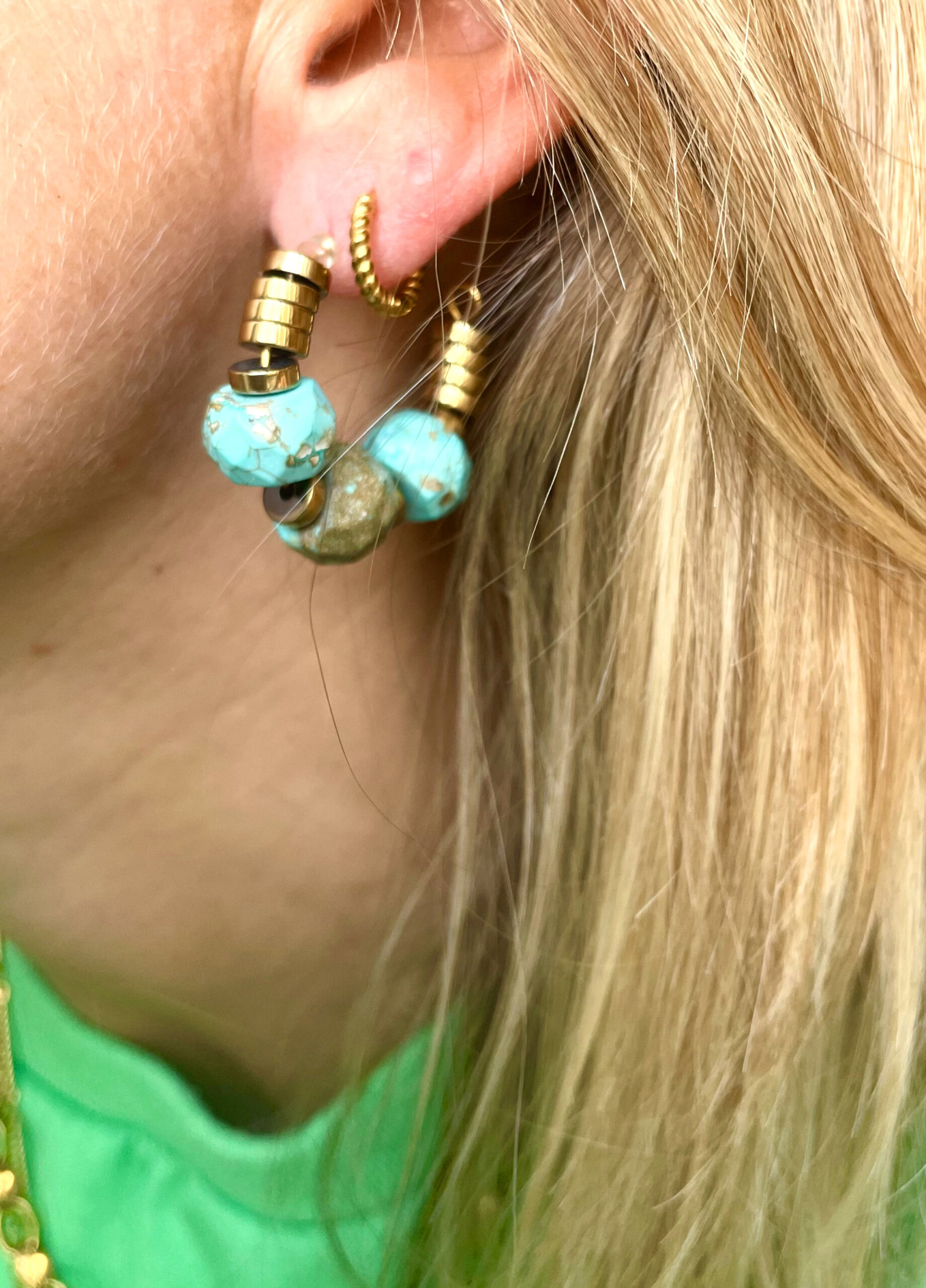 Créoles SOFIA turquoise – Image 2